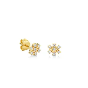 GOLD & DIAMOND SMALL MARQUIS EYE FLOWER STUD