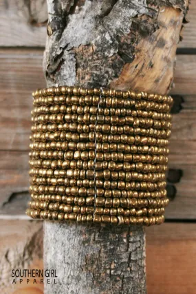 Gold tone Wide Beaded Bracelet