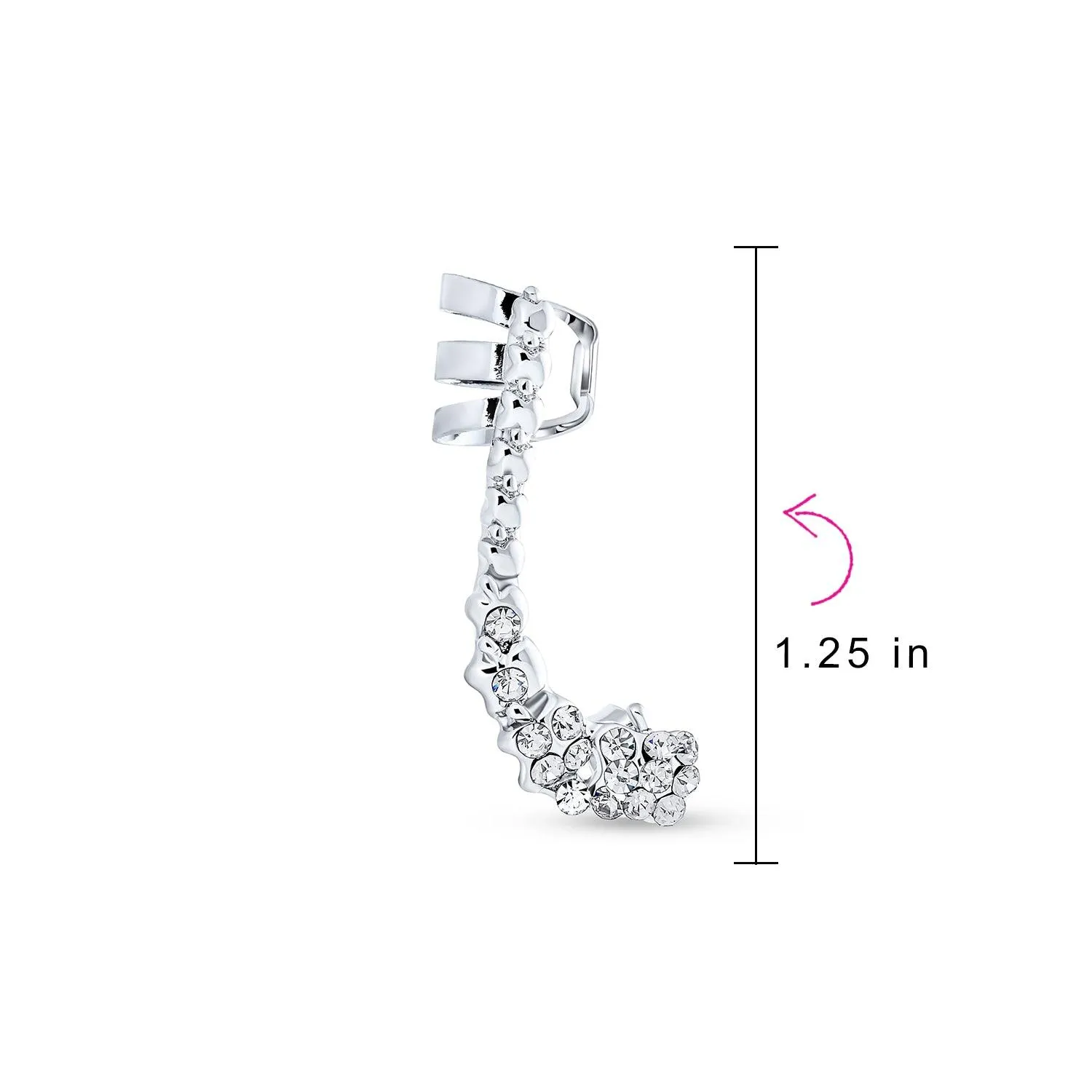 Graduated Crystal Encrusted Cartilage Ear Cuff Wrap Lobe Earring