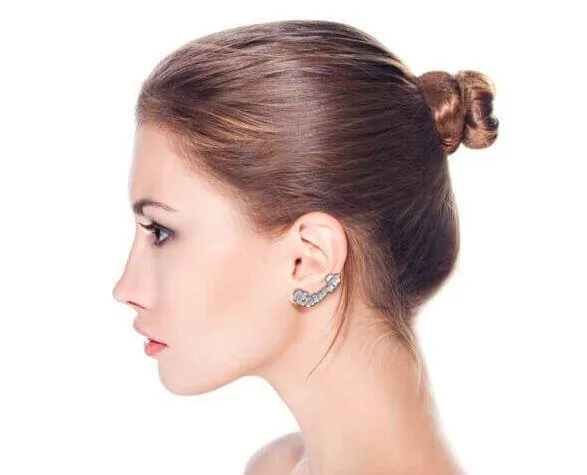 Graduated Crystal Encrusted Cartilage Ear Cuff Wrap Lobe Earring