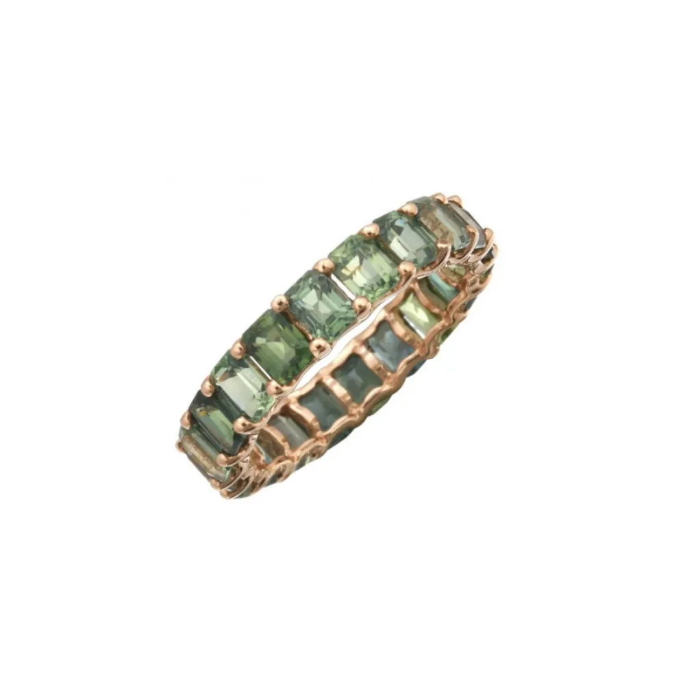 GREEN SAPPHIRE EMERALD CUT ETERNITY BAND