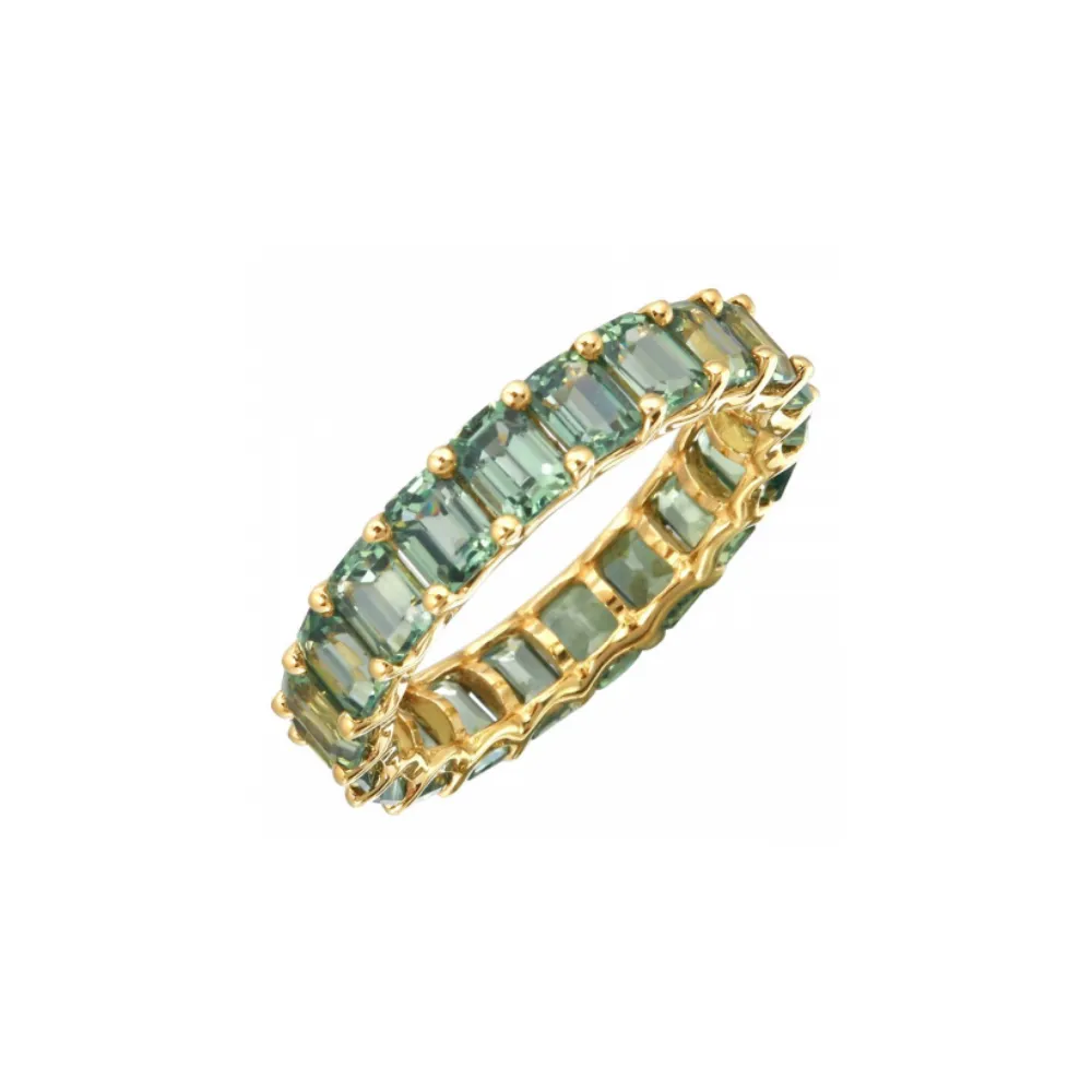 GREEN SAPPHIRE EMERALD CUT ETERNITY BAND