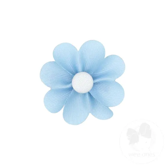 Grosgrain Petal Flower Hair Clip with Button Center