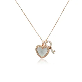 Heart & Key Mother of Pearl Necklace