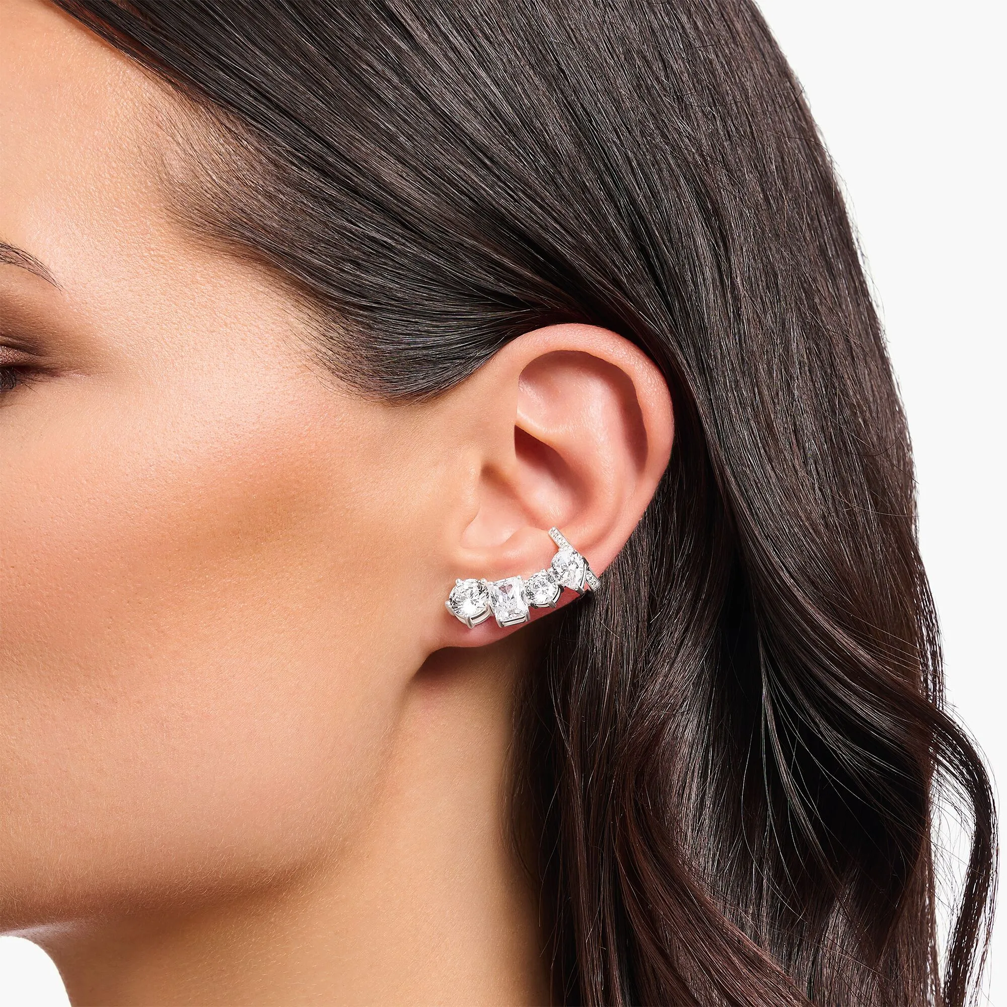 Heritage Glam Single Ear climber with white zirconia