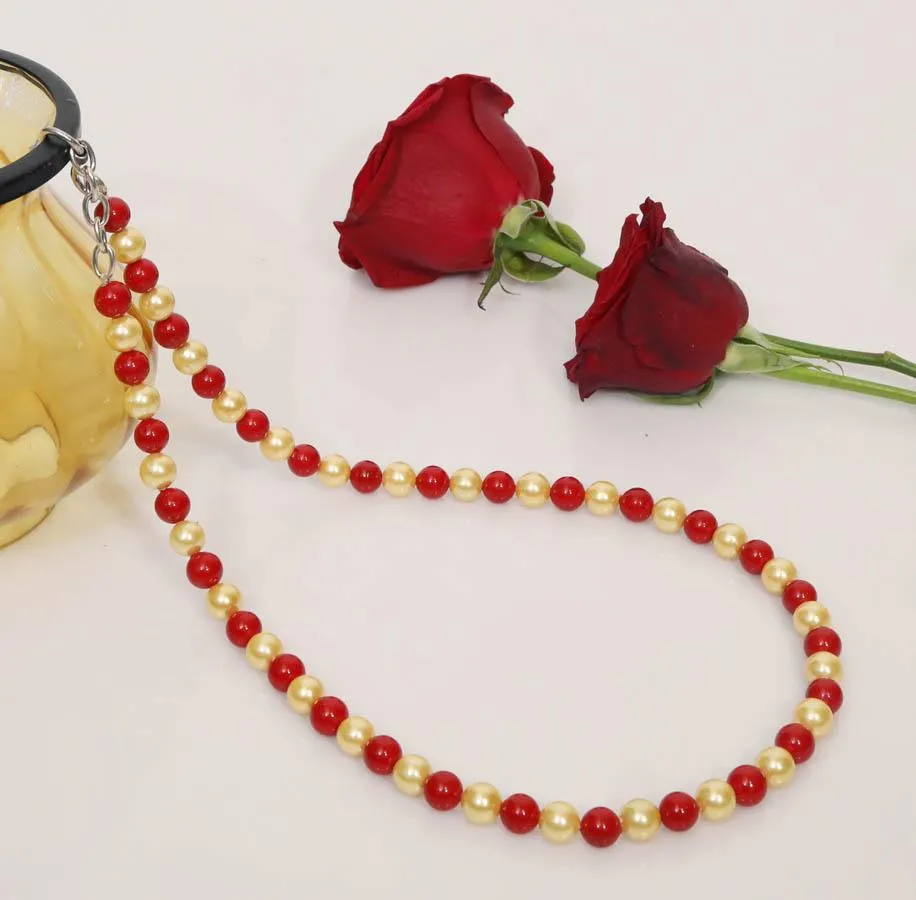 Imeora Golden Red 8mm Shell Pearl Necklace