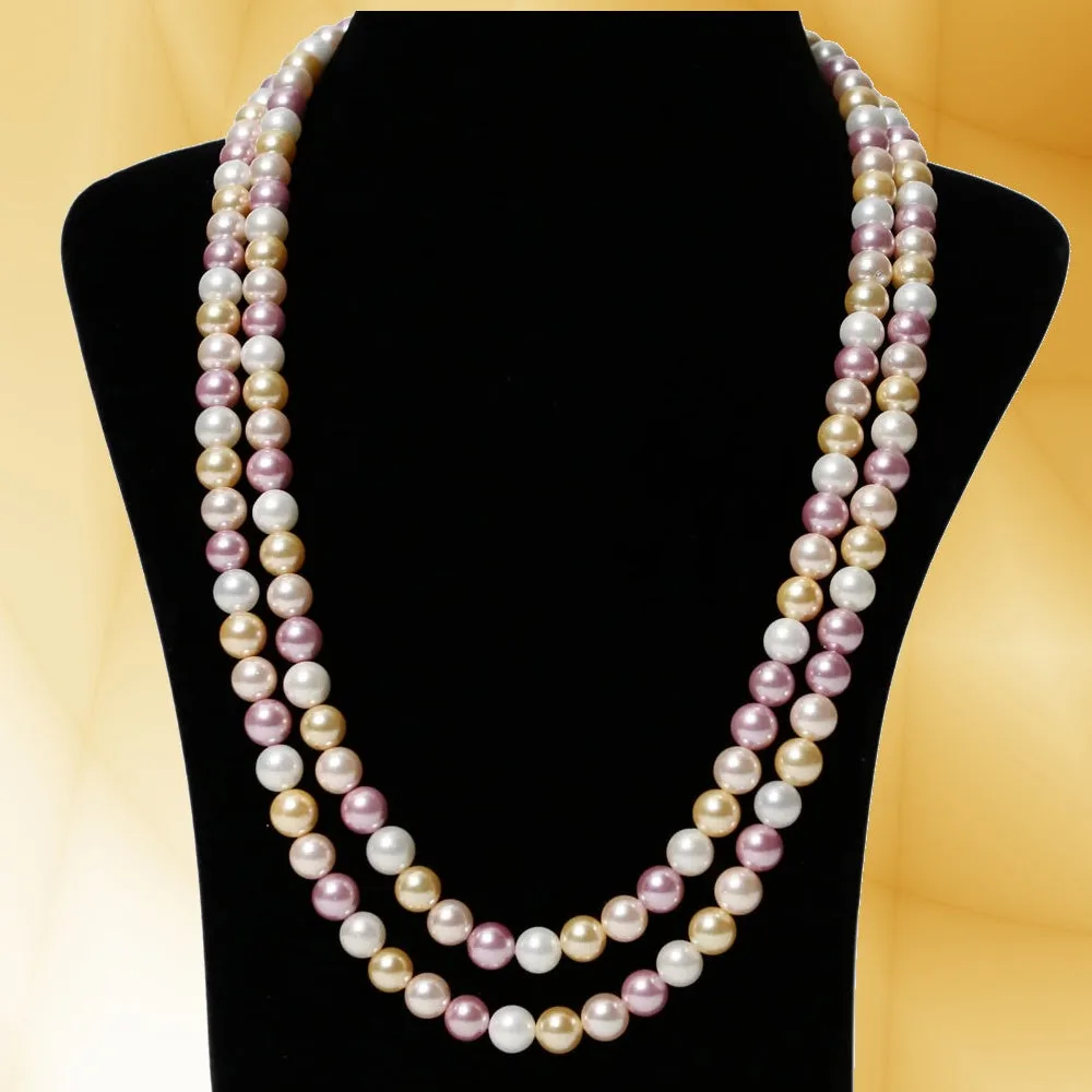 Imeora Multicolor 8mm Double Line Shell Pearl Necklace