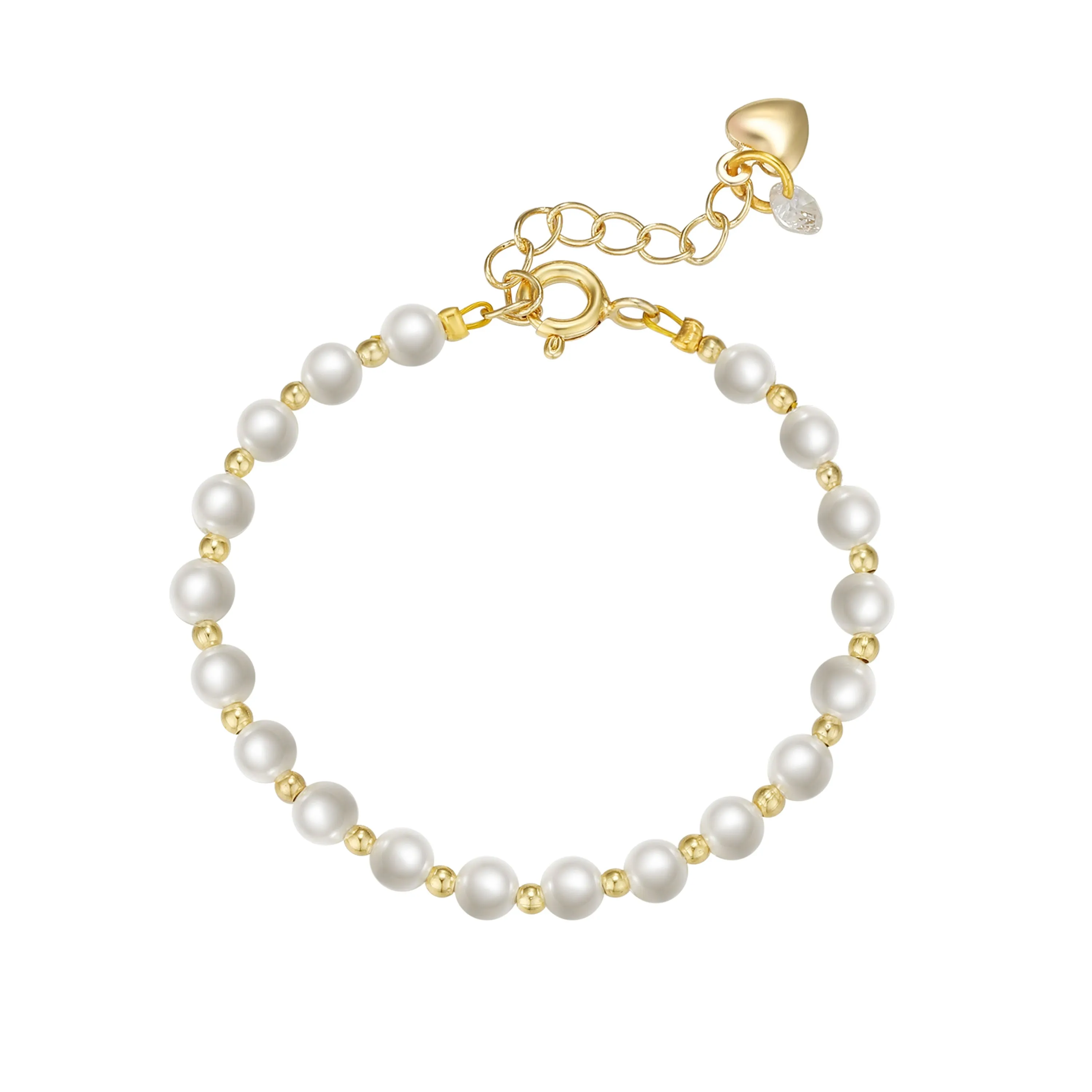 Imitation Pearl and Gold Ball Bracelet (Baby)