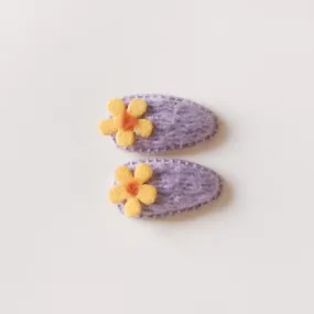 Kit & Kate Bloom Children's Knit Hair Clips - Violet