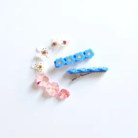 Kit & Kate Flora  Children's Hair Clips - Sky Blue