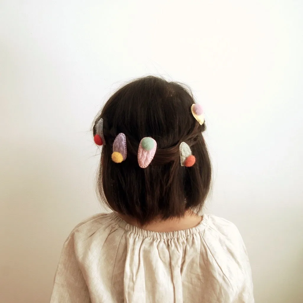 Kit & Kate PomPom Children's Knit Hair Clips - Sage