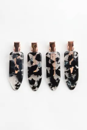 KITSCH - Creaseless Clips 4pc Set - Black Terrazzo