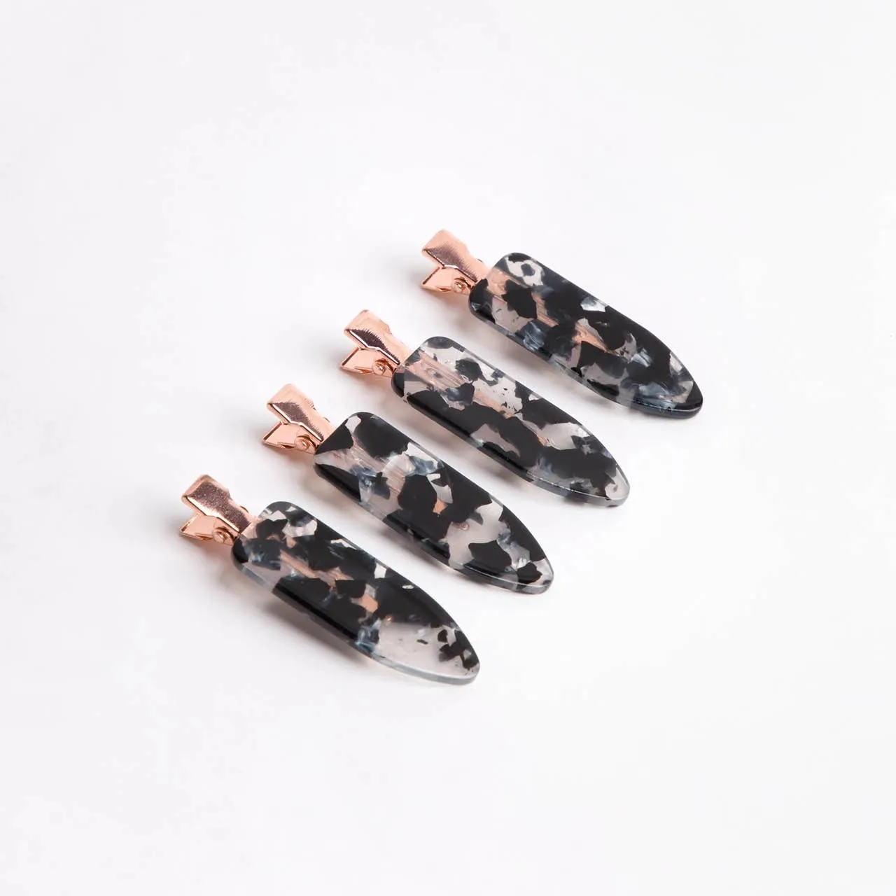 KITSCH - Creaseless Clips 4pc Set - Black Terrazzo