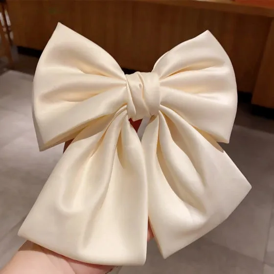 Large Bow Hair Clip - Cream