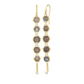 Long Textile Earrings in Labradorite