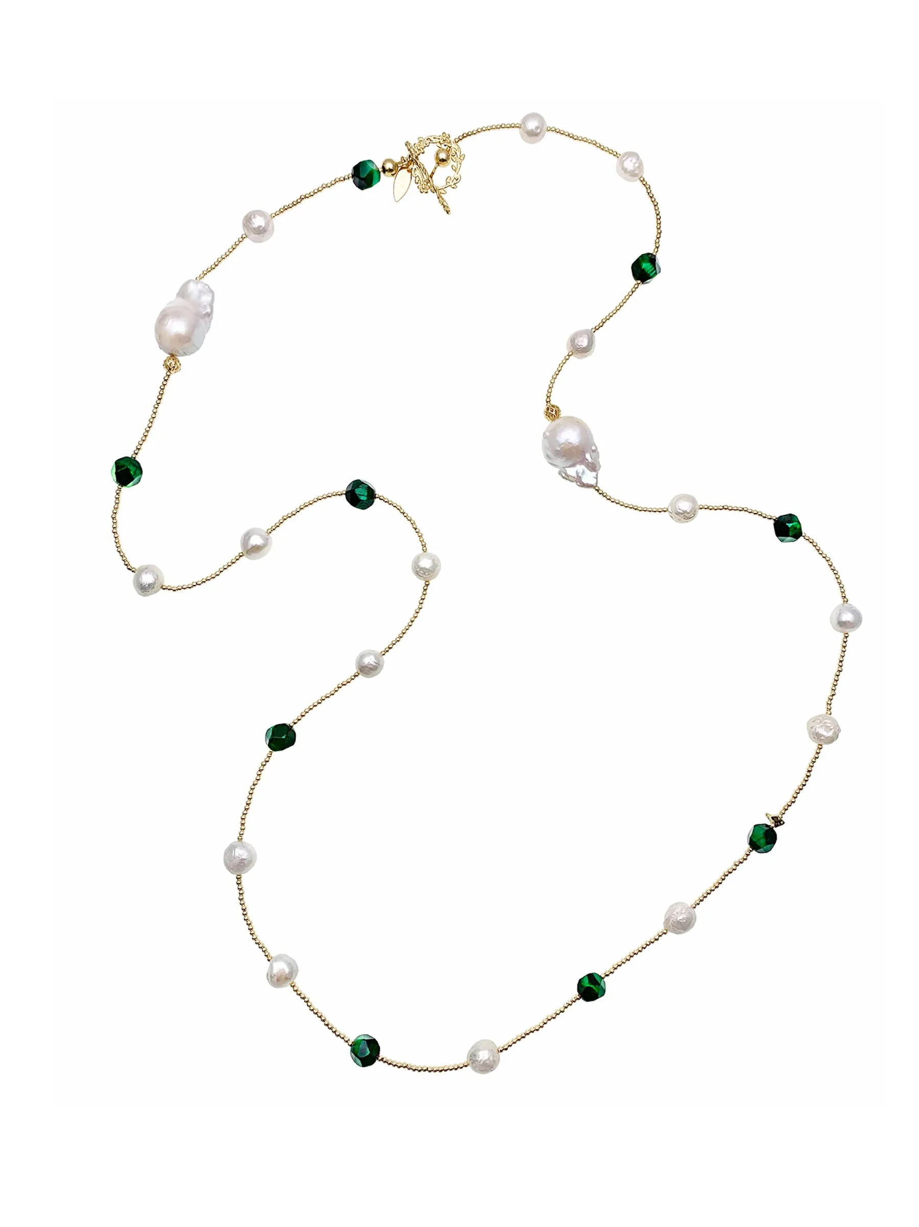 Malachite With Freshwater Pearl Multi-way Long Necklace EN005