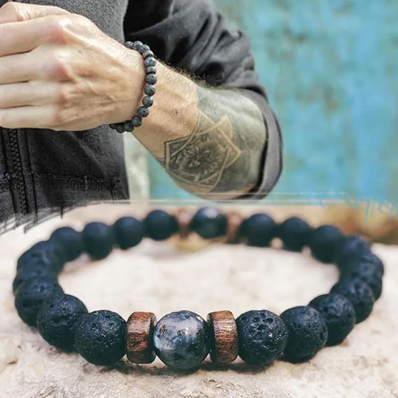 Men's Bracelet Natural Moonstone Bead Tibetan Buddha Bracelet chakra Lava Stone Diffuser Bracelets