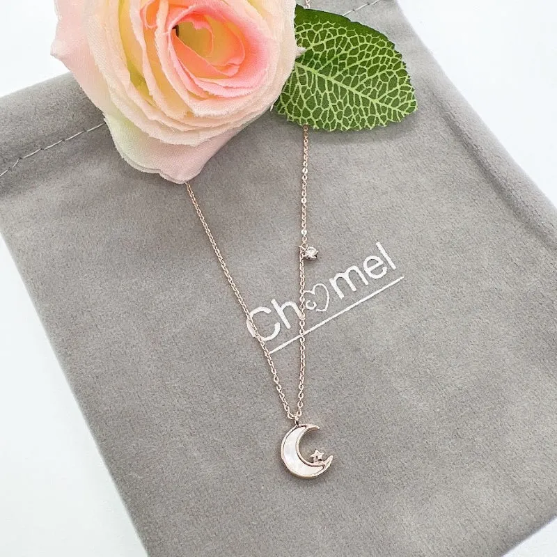 Moon & Star Mother of Pearl Necklace