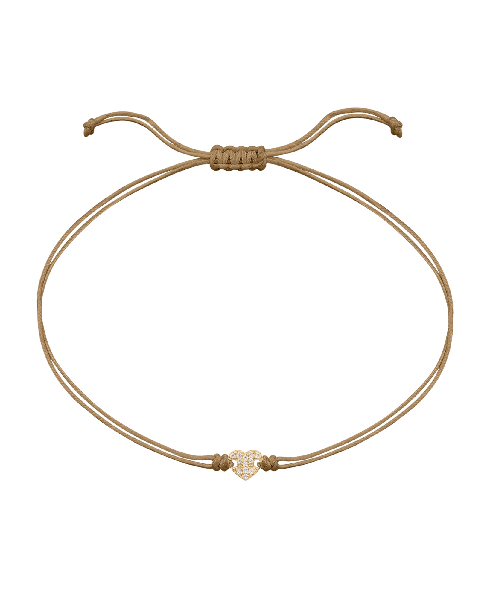 Paved Heart String of Love Bracelet - 14K Yellow Gold