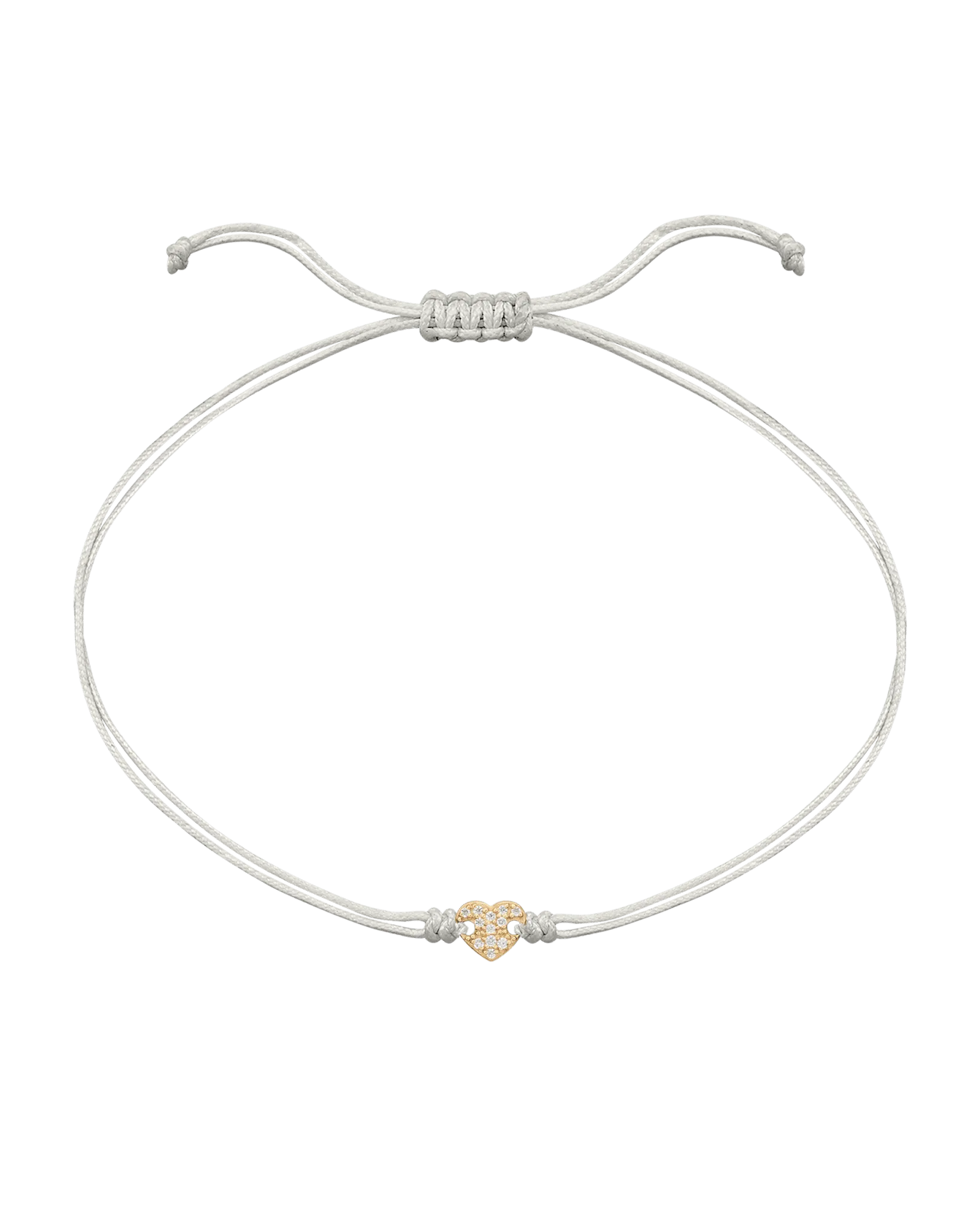 Paved Heart String of Love Bracelet - 14K Yellow Gold