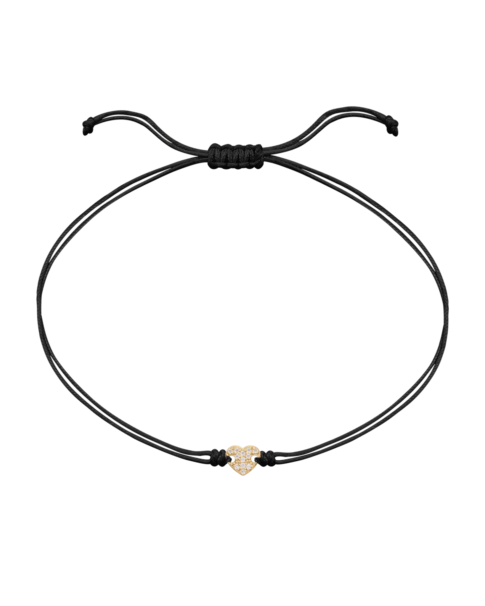 Paved Heart String of Love Bracelet - 14K Yellow Gold