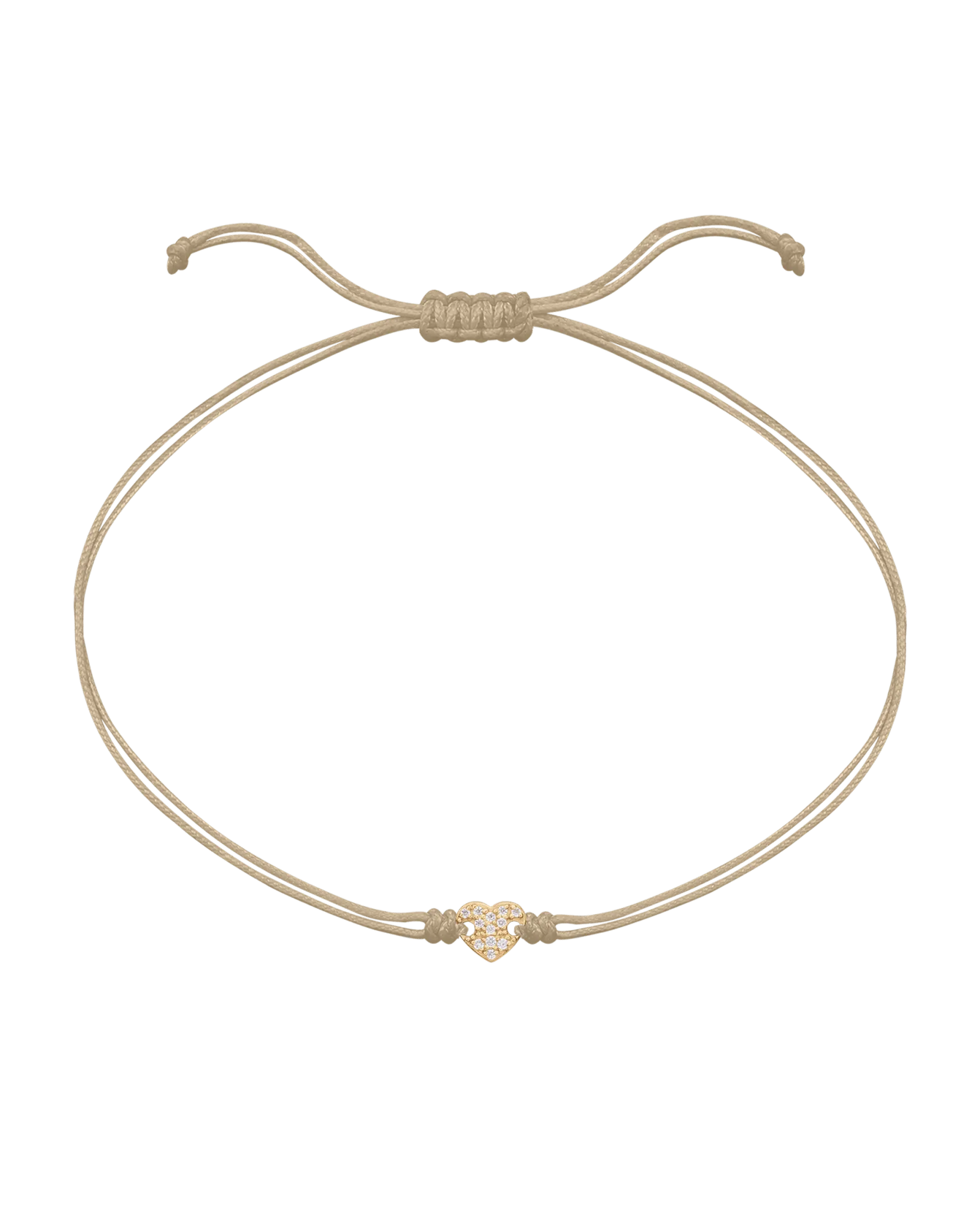 Paved Heart String of Love Bracelet - 14K Yellow Gold