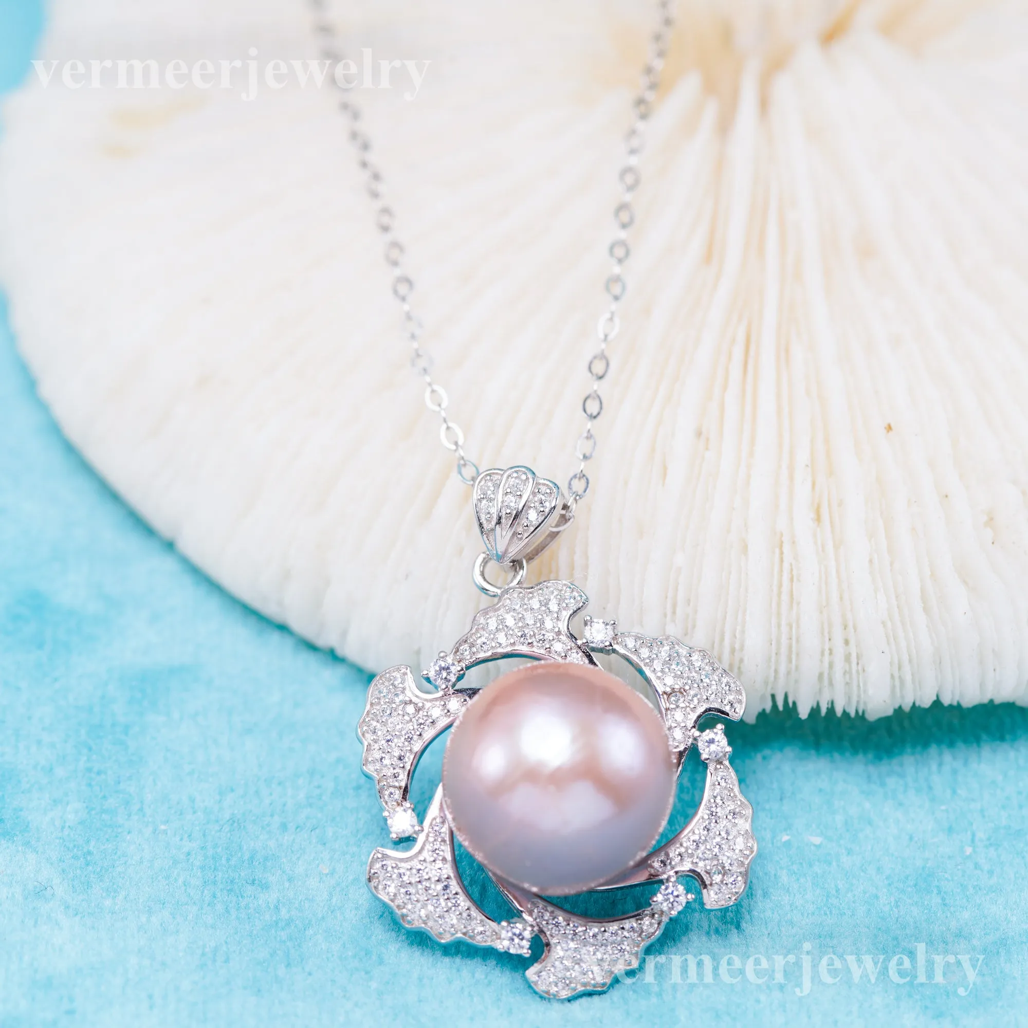 Pe011113 DIY 9-12mm Natural Freshwater pearl pendant accessory 925 sterling silver engagement jewelry necklace for women