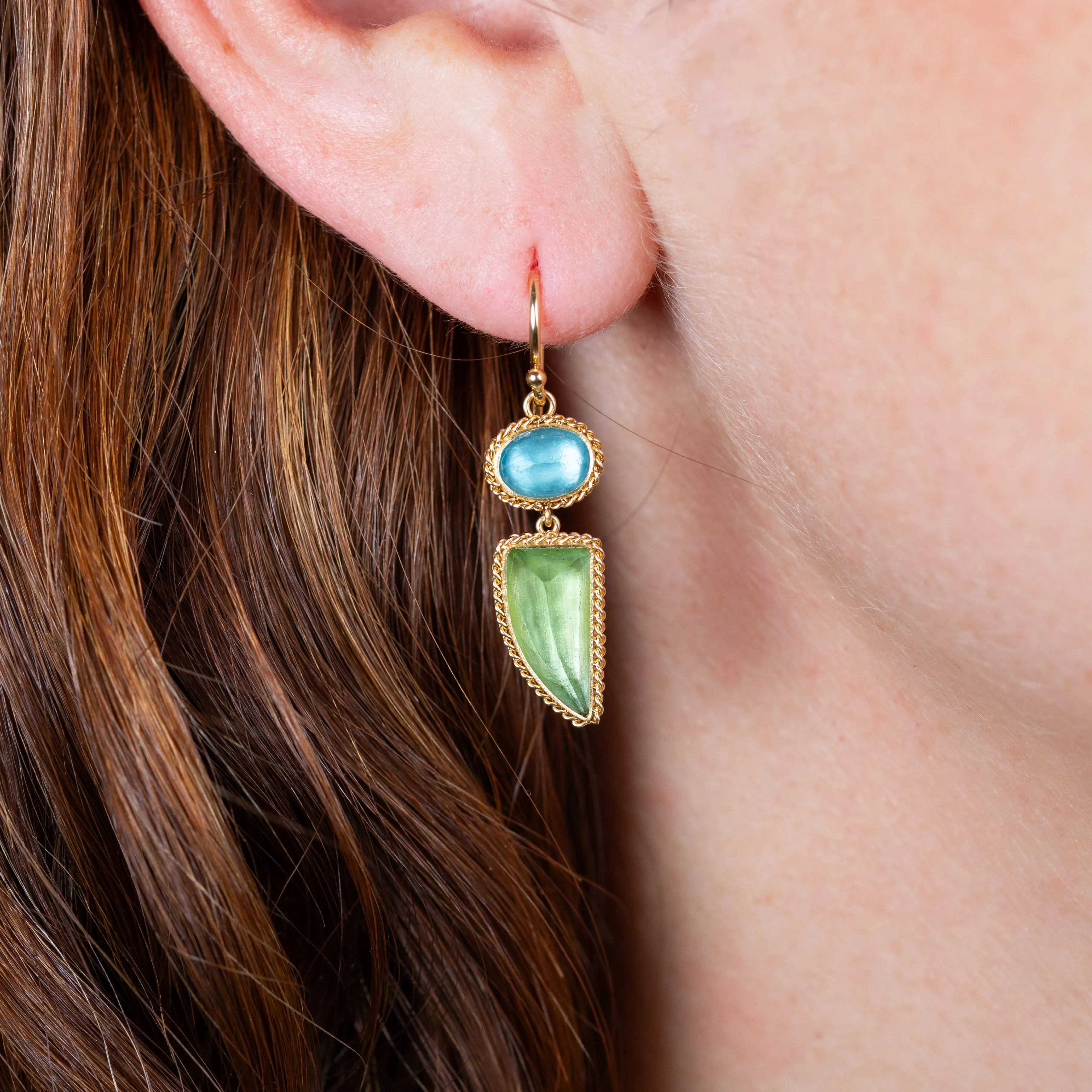 Peridot and Apatite Earrings