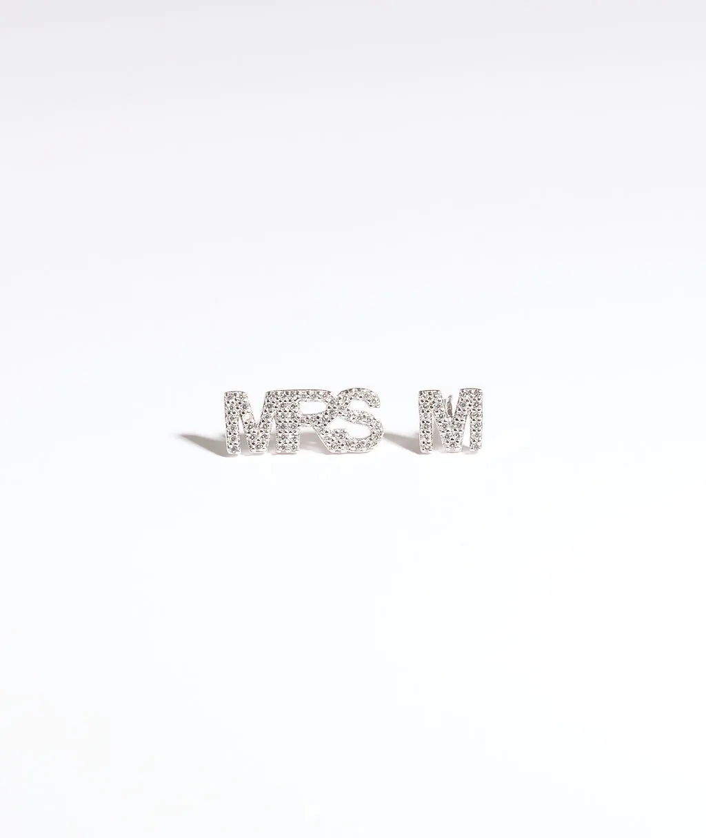 Personalised Mrs Earrings - White Gold