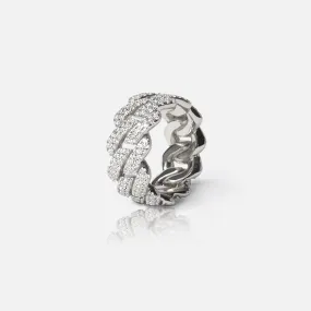 Prong Cuban Ring - White Gold