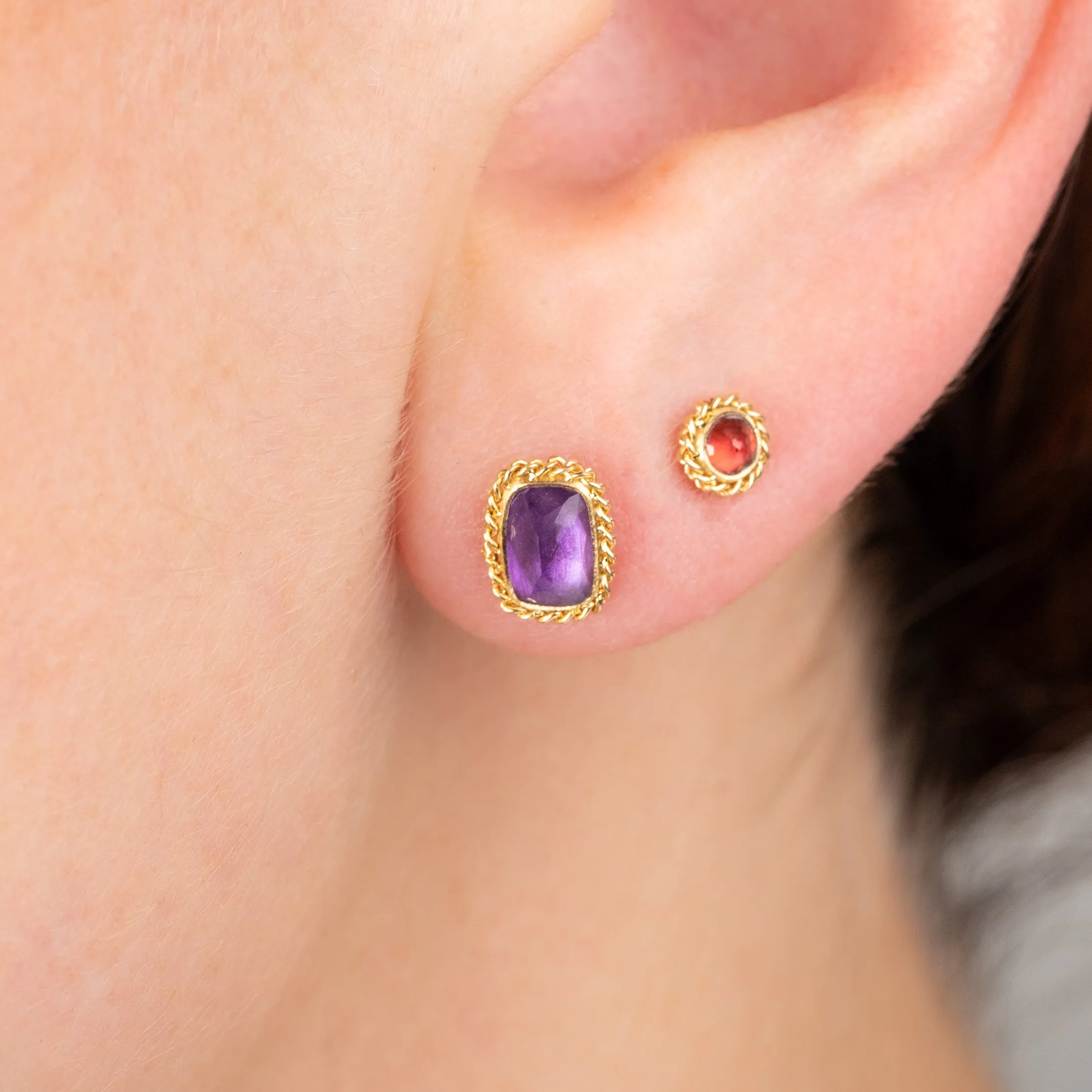 Purple Amethyst Stud Earrings