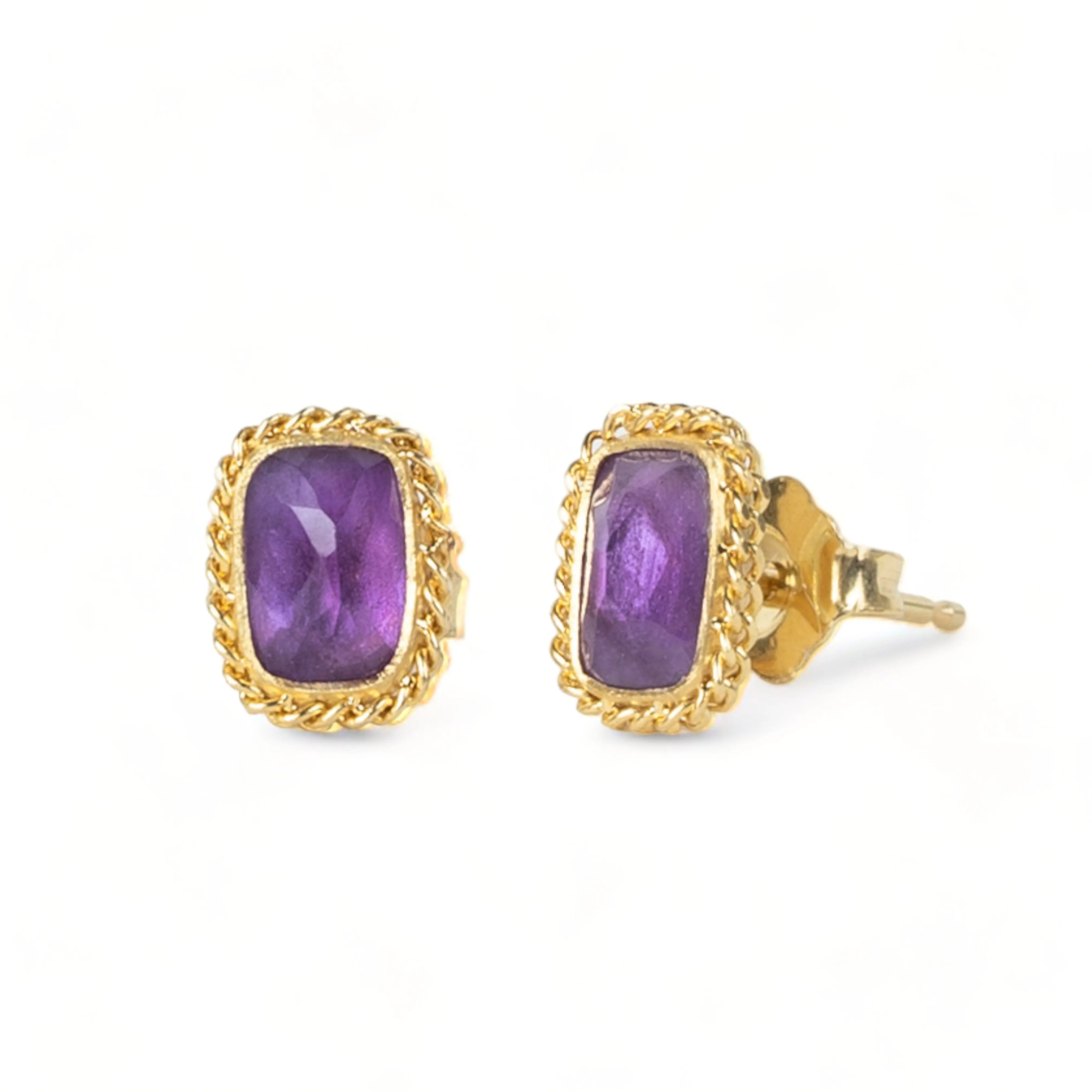 Purple Amethyst Stud Earrings