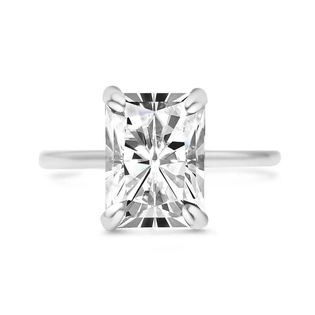 Stunning Radiant Moissanite Solitaire Engagement Ring in 14K White Gold – Dazzling Center Stone with Timeless Elegance