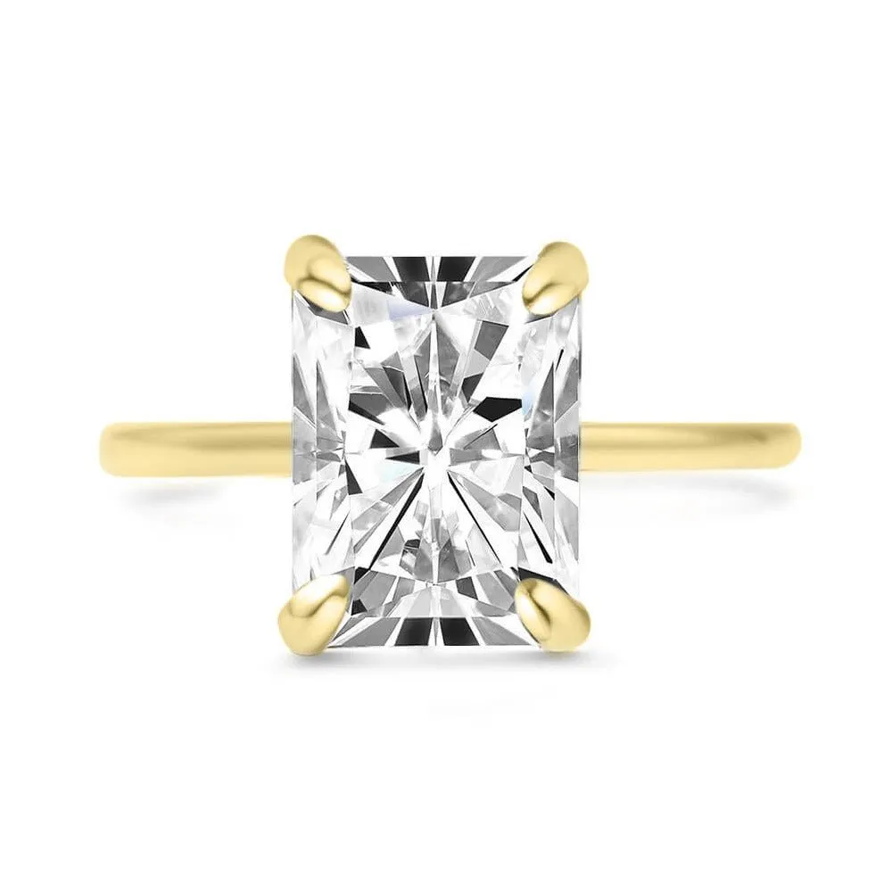 Stunning Radiant Moissanite Solitaire Engagement Ring in 14K White Gold – Dazzling Center Stone with Timeless Elegance