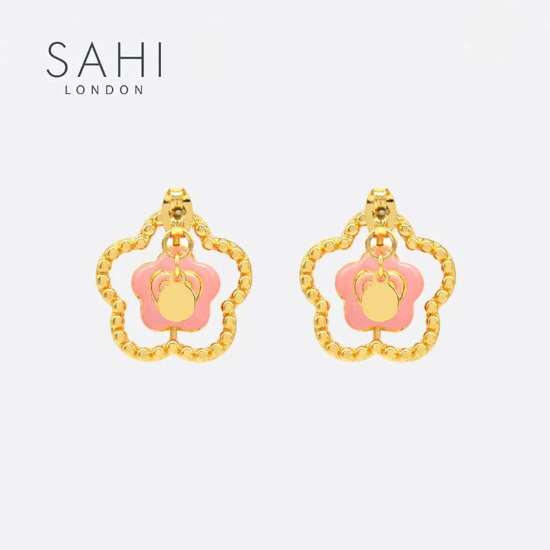 Sahi Little Red Flower Flip Stud Earring