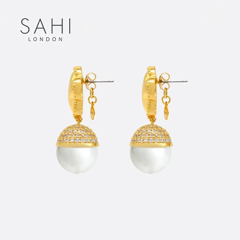 Sahi Little Red Flower Pearl Drop Earrings