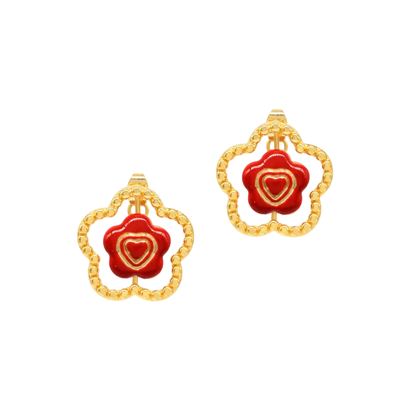 Sahi Little Red Flower Stud Earrings