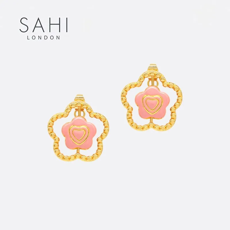 Sahi Little Red Flower Stud Earrings