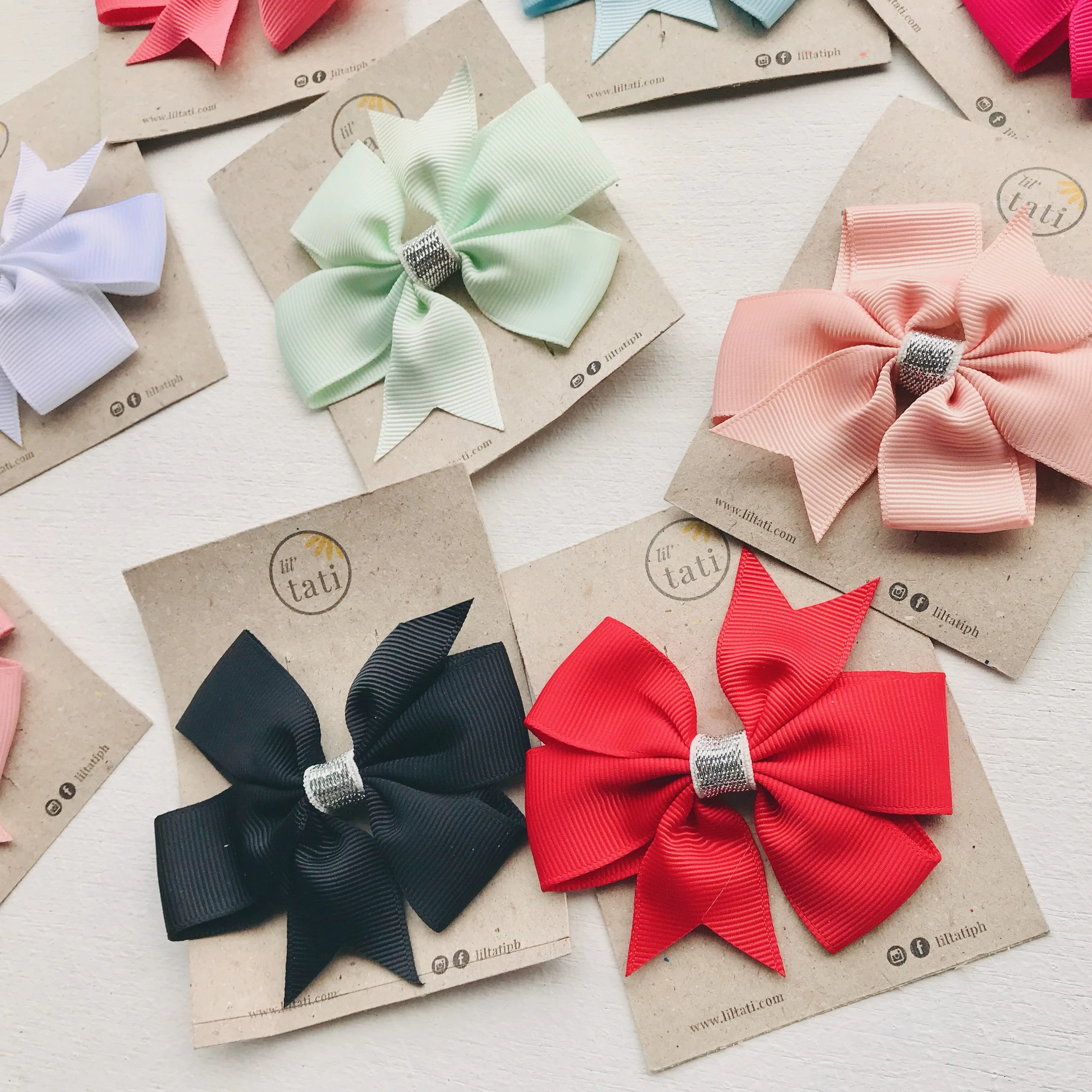 Silver Flower Bow Hair Clips