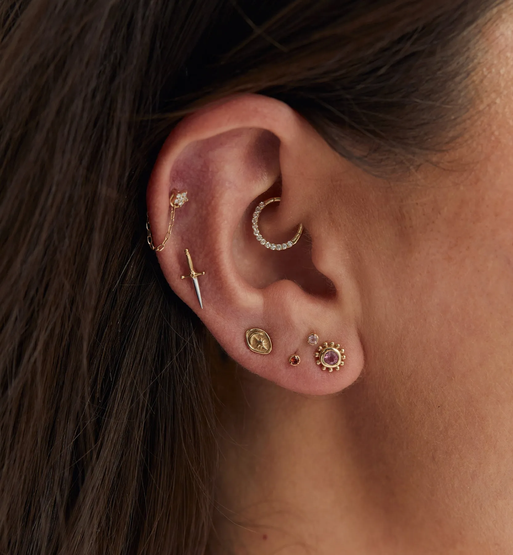 Single Vesper Stud Earring 14K