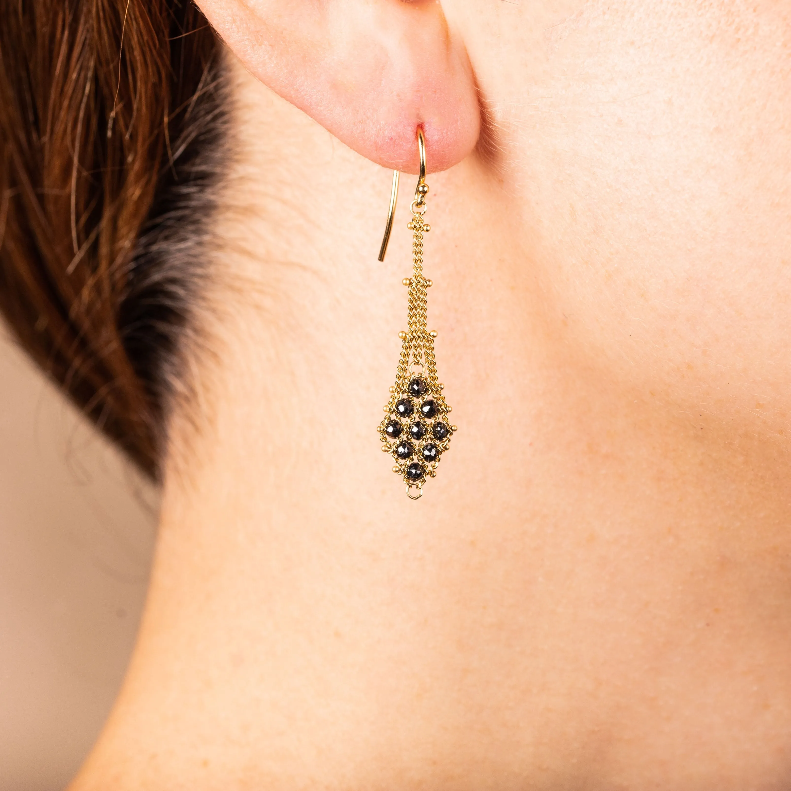 Suspended Lattice Earrings in Black Diamond