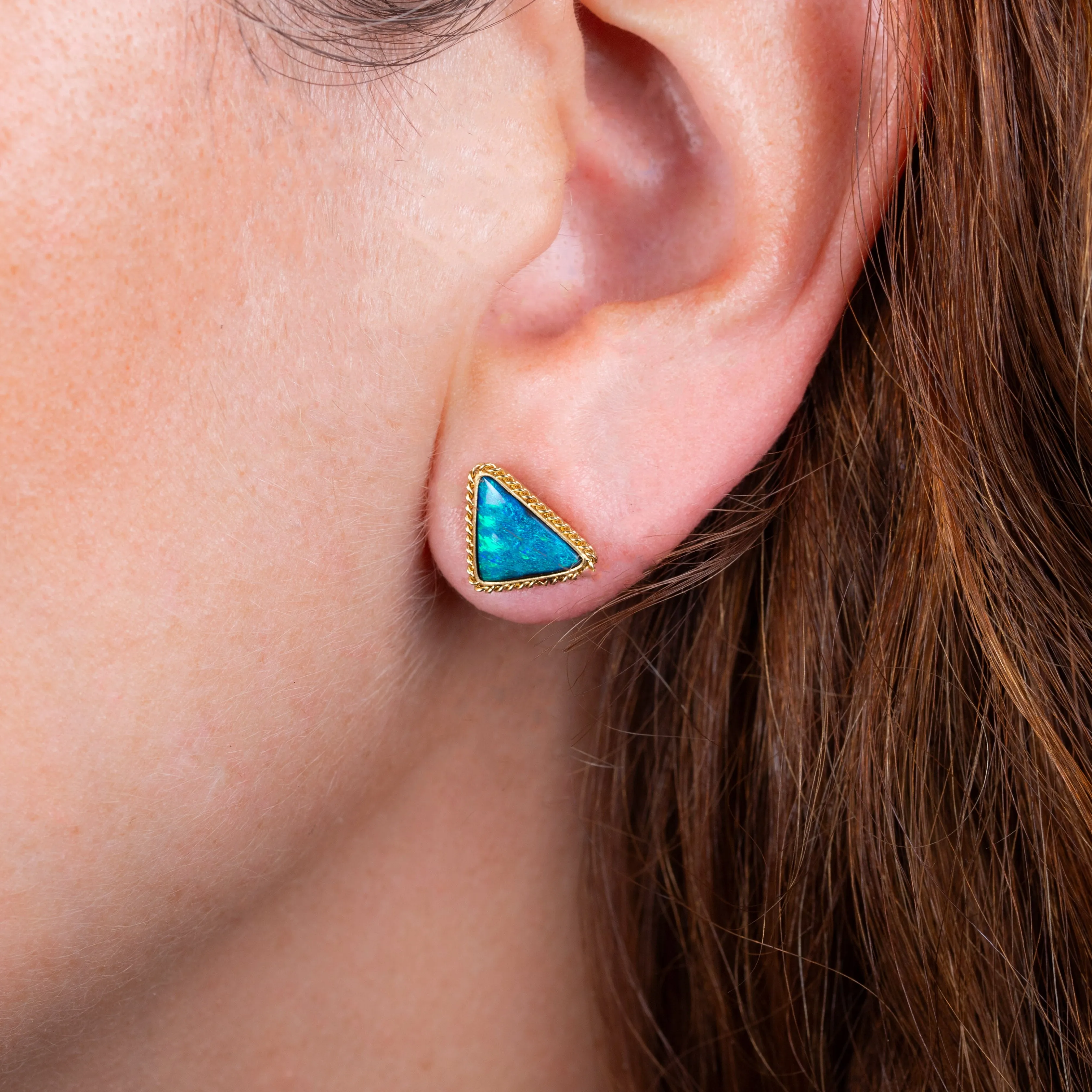 Triangular Boulder Opal Stud Earrings