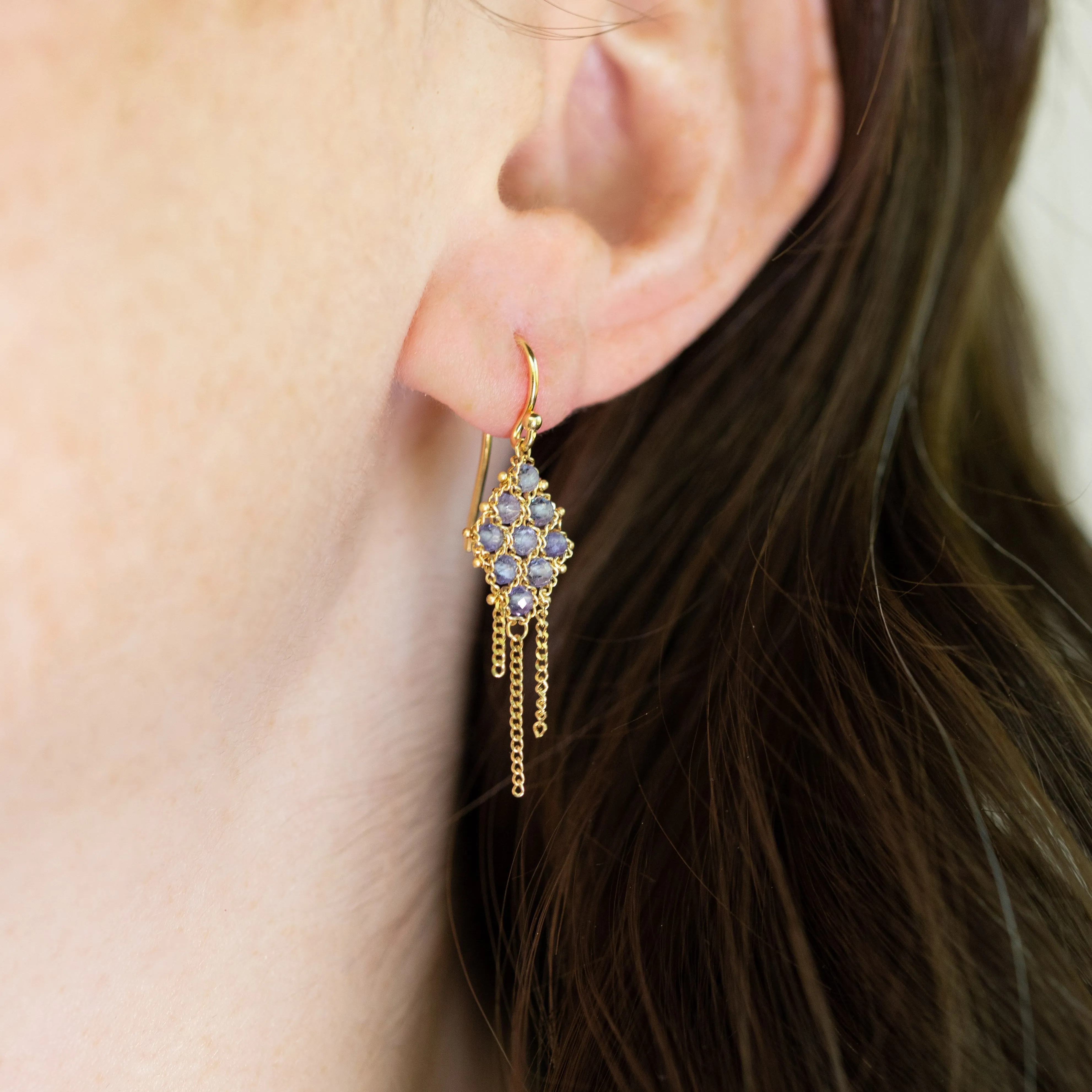 Woven Lattice Earrings in Tanzanite